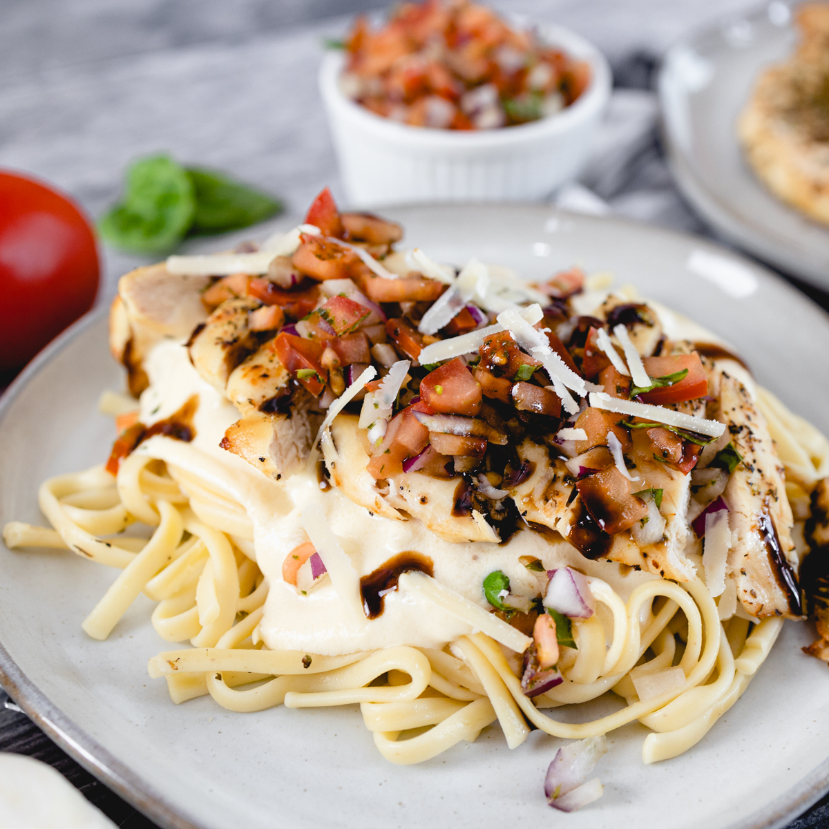 Bruschetta Chicken with Balsamic Glaze