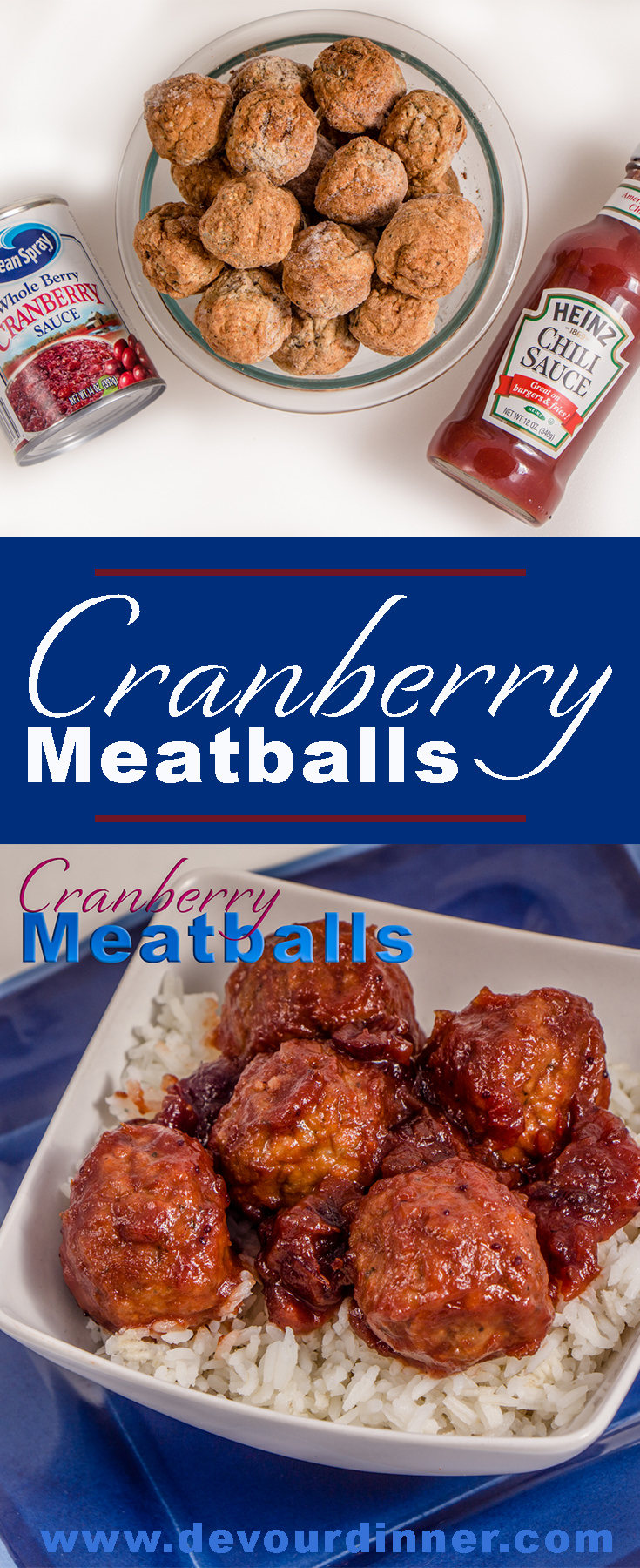 Cranberry Meatballs - Devour Dinner. Easy 3 ingredients perfect for #appetizer or even main course. Serve with Rice. #recipe #recipes #food #foodie #foodblogger #buzzfeast #Devourdinner
