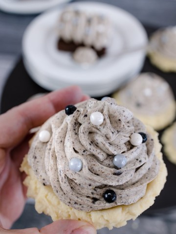 The Grey Stuff served on a soft sugar cookie