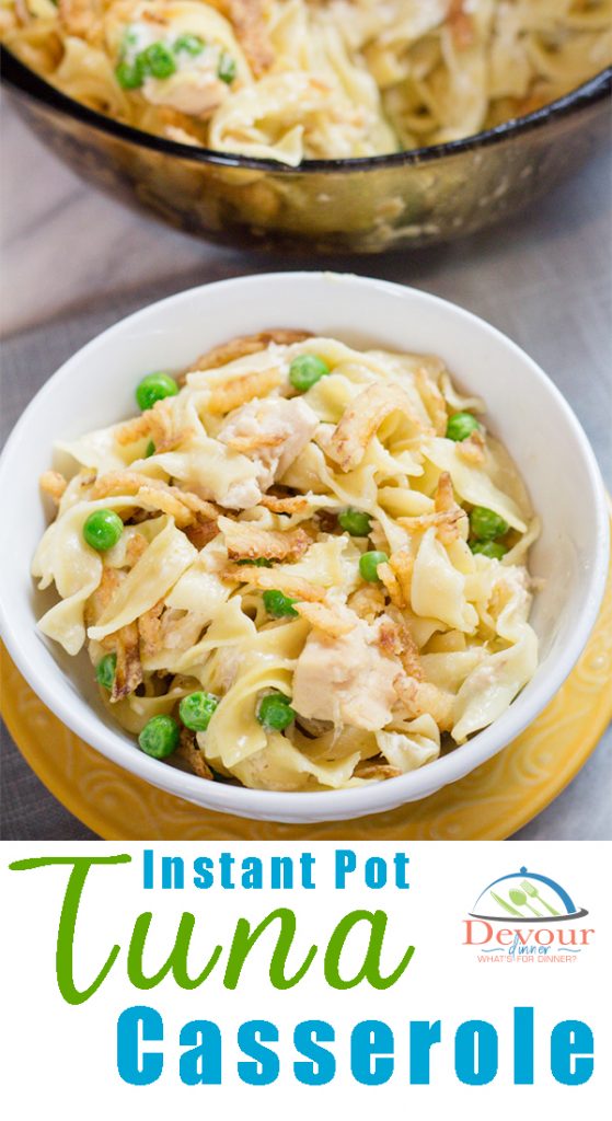 Tuna Noodle Casserole a classic favorite of many made from scratch creamy sauce that is easy and delicious. Tuna Casserole is easily made in the Instant Pot #tunanoodleasserole #easytunacasserole #tunacasserole #instantpot #instantpotrecipe #easydinner #dinnerrecipe #tuna #casserole #recipe #recipes #food #Foodie #easyprep #inmykitchen #devourdinner