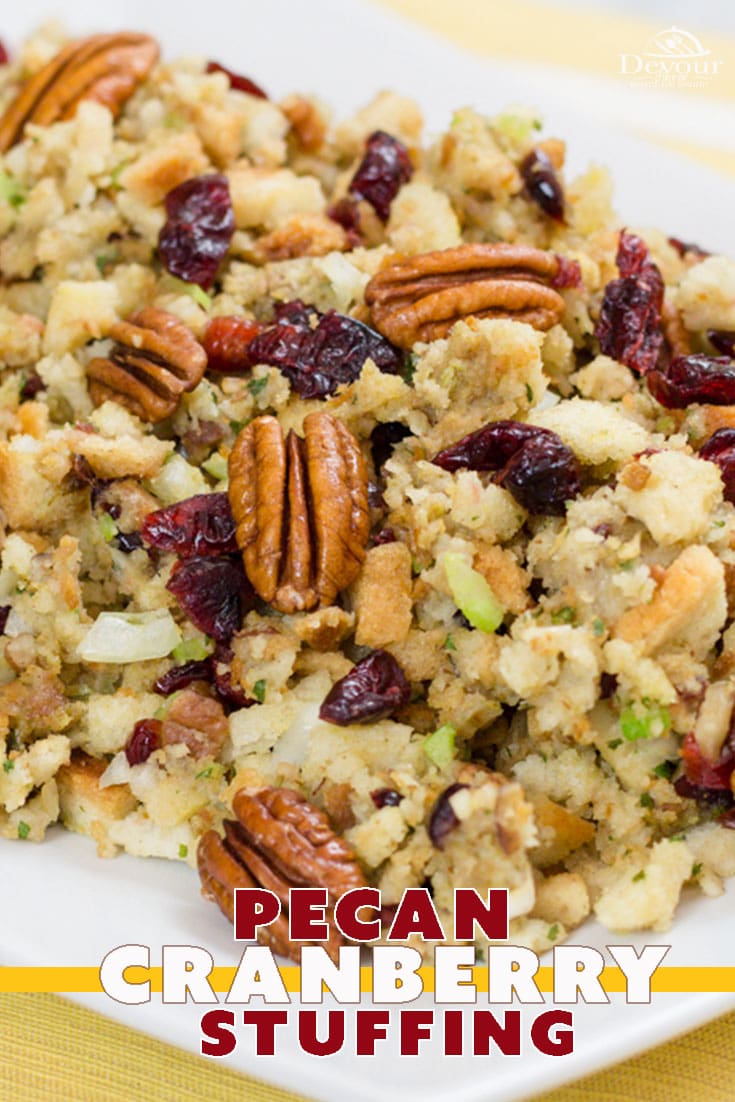 You will be shocked this is a boxed mix and still as simple as dump and go. My guests never believe me when I tell them, so it's our little secret that for 25+ years I've loved this recipe. Add Celery, Craisins and Pecans to make a sweet and tangy stuffing recipe that is savory and delicious. #thanksgivingrecipe #thanksgivingrecipes #easystuffiing #stovetopstuffing #pecancranberrystuffing #stuffingrecipe #sidedish #sidedishrecipe #easyrecipe #easysidedish #food #foodie #recipe #devourpower