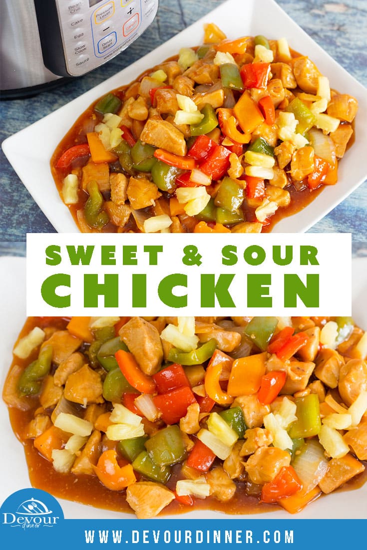 Chinese Favorite Take out made super simple. 30 minute recipe for both Instant Pot AND Stove Top Directions. It's better than take out! Eat in and eat better. #Sweetandsour #Sweet&Sour #SweetandSourChicken #SweetandSourchickenrecipe #devourdinner #easyrecipe #30minutemeal #easydinner #easydinnerrecipe #chinesetakeout #chinesefood #Food #recipe #recipes #easyprep #inmykitchen #dinner #30minutedinner #instantpot #instantpotrecipe #sweetchicken #chickenrecipe #chickendinner