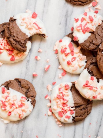 Easy Christmas Cookies, Chewy and Chocolaty and topped with peppermint