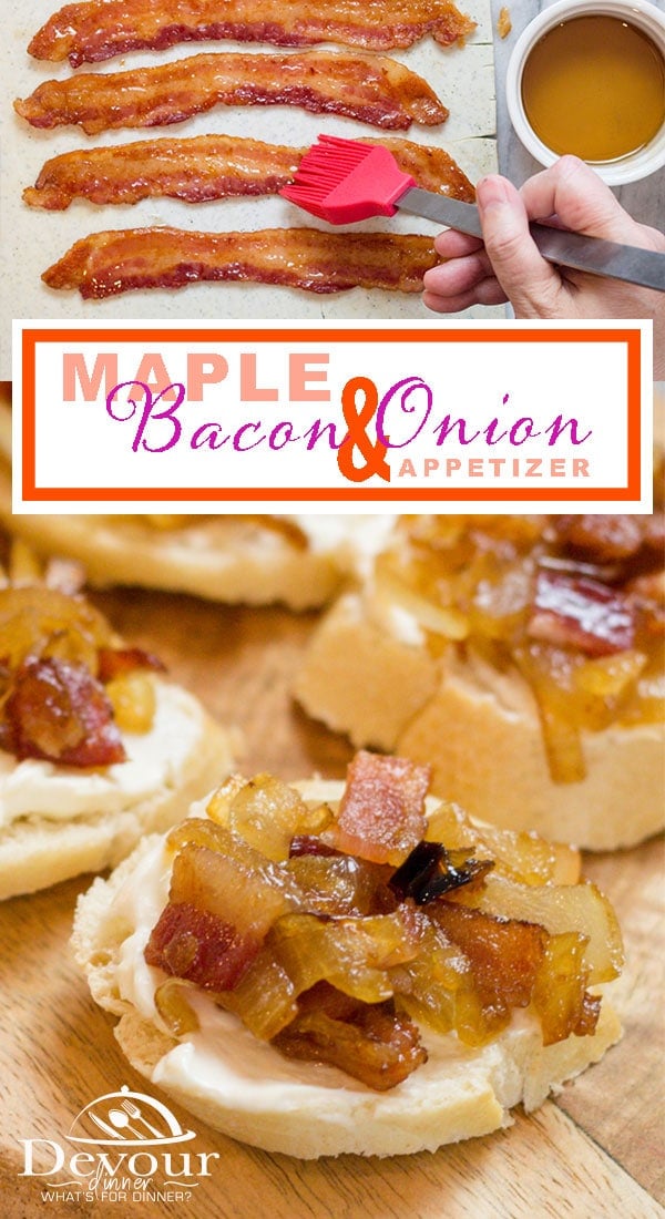 Small Bite Appetizer both Sweet and Savory with Maple Bacon and Onion Appetizer will WOW your tastebuds. Take this easy Appetizer Recipe to your next party or serve to your guests. It will be the first to be eaten for sure. The filling is addicting and I'd could eat with a fork! #appetizer #appetizerrecipe #easyrecipe #devourdinner #yum #feedfeed #smallbite #onebiteappetizer #bacon #onion #maplebacon #baguette #partyfood #inmykitchen #instagood #NYE #Newyearseve