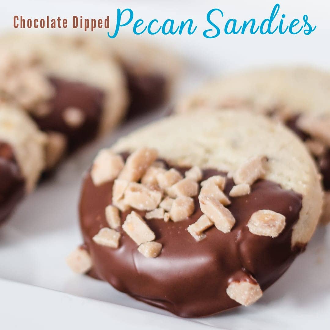Chocolate Dipped Pecan Sandies Cookies
