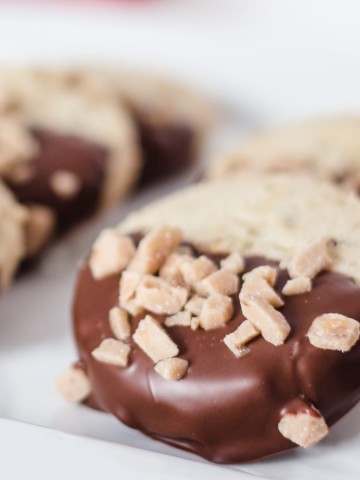 Chocolate Dipped Pecan Sandies Cookies