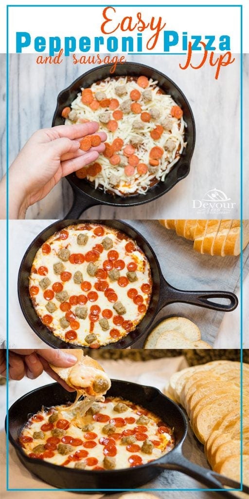Easy Pizza Dip with Sausage and Pepperoni, Hot Cream Cheese Dip to make for Super bowl or any party