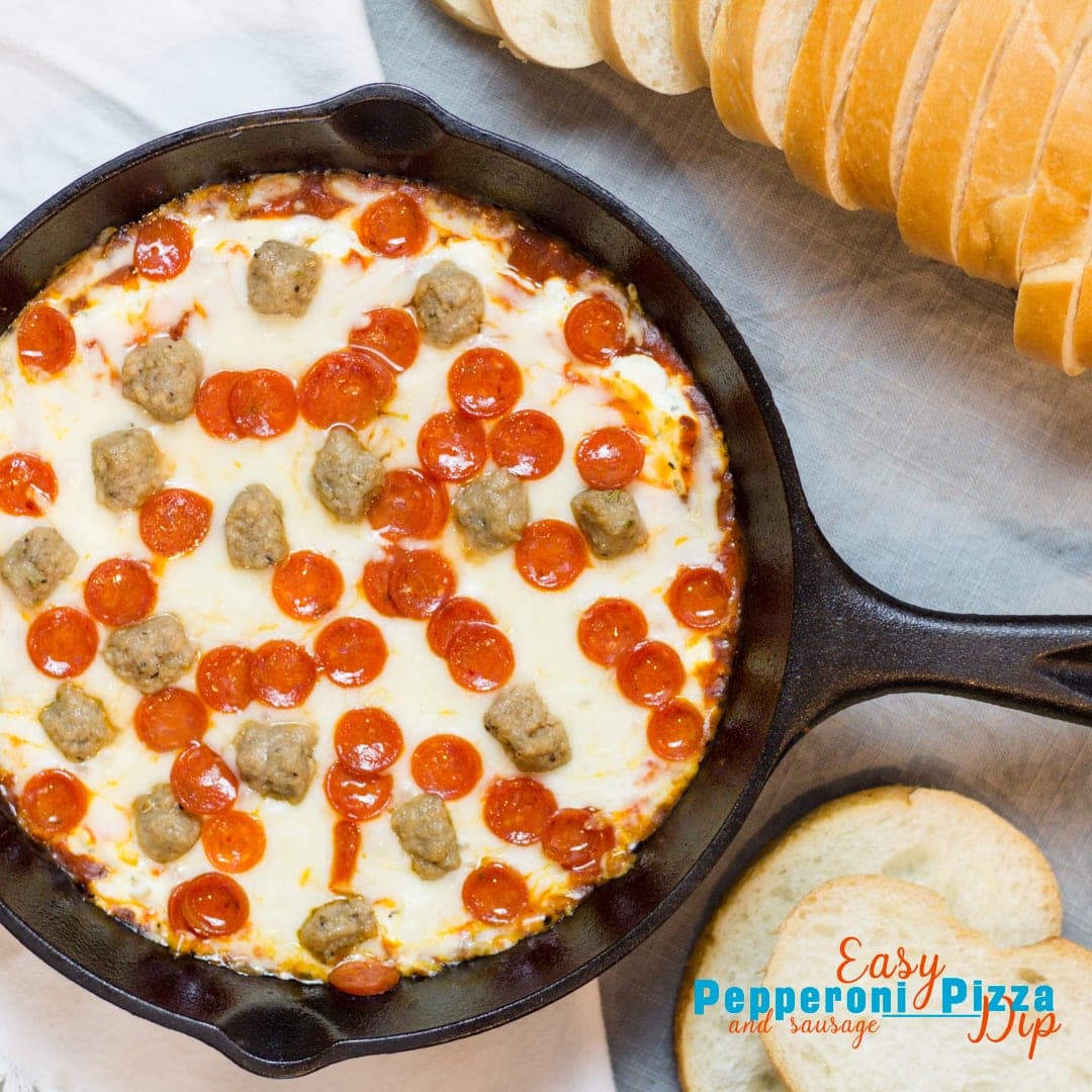 Easy Pizza Dip Appetizer with Pepperoni and Sausage
