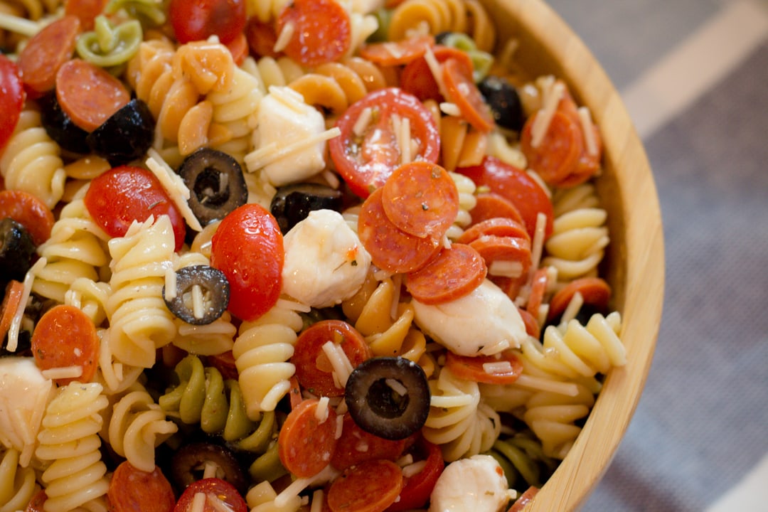 Pasta Salad with Pepperoni in Bowl