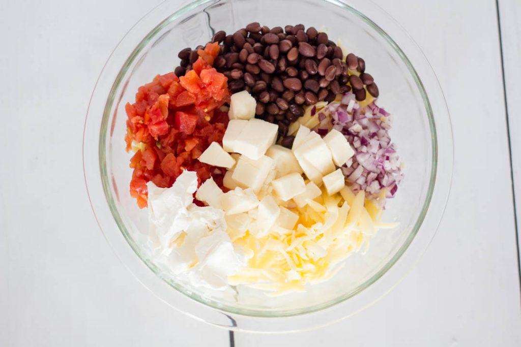 Queso Cheese Dip Ingredients in a bowl