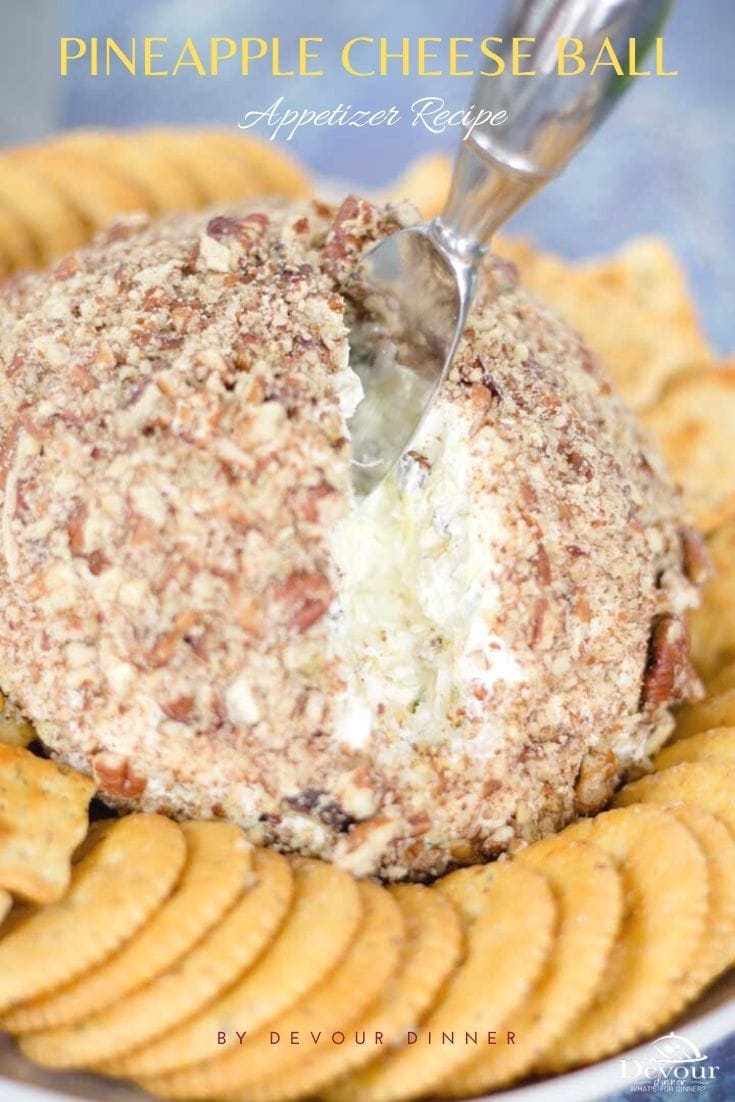 Pineapple Cheese Ball are a unique and flavorful twist on a longtime classic. Adding a little tropical fun to your cheeseballs can really lighten the mood at your next dinner party! Cheese balls are amazing as an appetizer and best enjoyed cold.