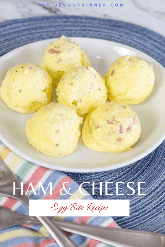 Ham and cheese egg bites are a great way to start your day with an easy breakfast. Make them ahead of time and reheat in the morning to enjoy a tasty warm breakfast in no time flat. #devourdinner #recipe #recipes #food #Foodie #eggbites #starbuckseggbites #easyrecipe #instantpot #instagood #InstantPotRecipes #buzzfeast #beginnerinstantpotrecipe #foodiefridays #keto #ketodiet