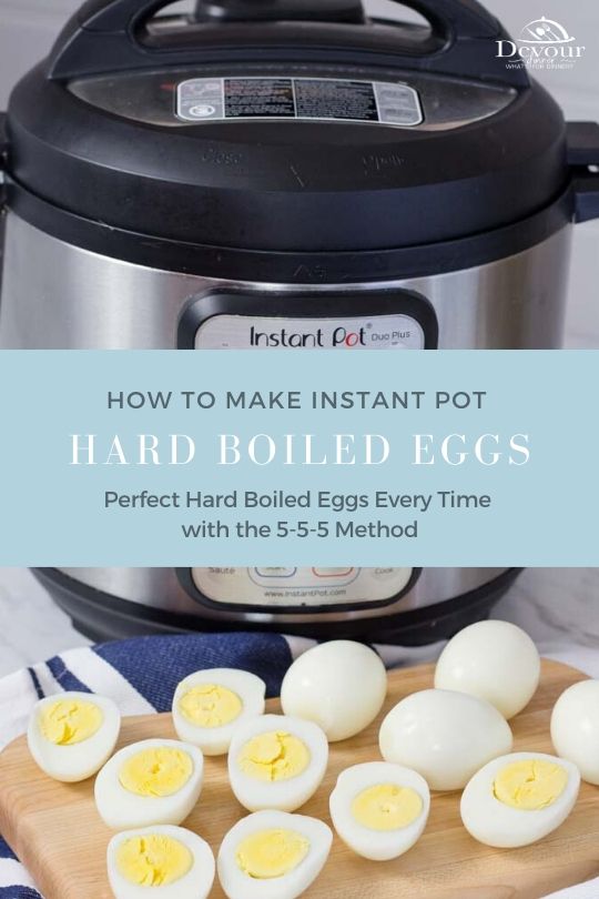 Instant Pot hard boiled eggs are a quick and easy recipe using the 5-5-5 method. 5 Minutes Cooking, 5 Minutes Natural Release, 5 Minutes Water Bath. Perfect eggs every time with no fuss, no mess. Even a toddler can peel these eggs as the shell comes on easily. Hard Boil up to 18 eggs with this no fail recipe. #devourdinner #hbe #Hardboiledeggs #eggs #easyhardboiledeggs #instantpothardboiledeggs #easyrecipe #recipe #recipes #food #foodie #buzzfeed #buzzfeast #instantpot #easyinstantpotrecipe