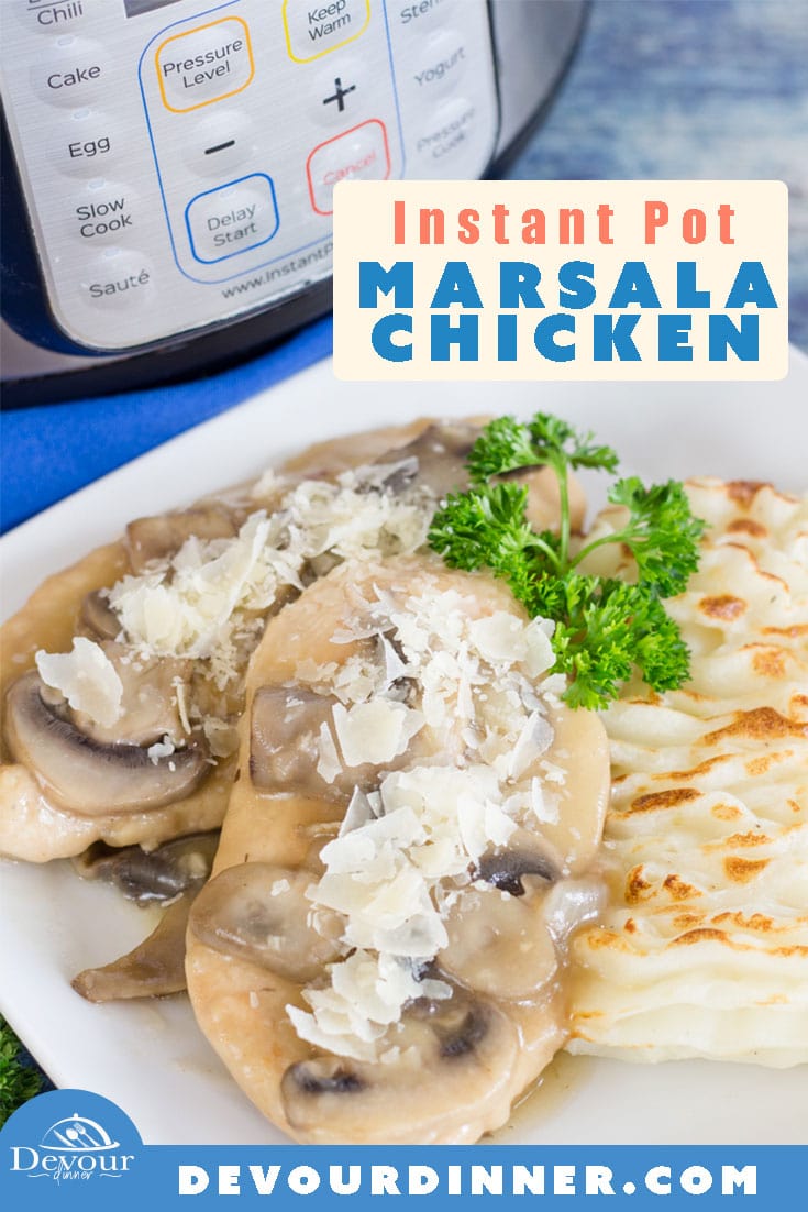 This Instant Pot chicken marsala recipe is a creamy, rich and incredibly delicious chicken dish that you are going to love. It’s a perfect Italian American dish that is restaurant worthy meal that can be made at home! #devourdinner #chickenmarsala #chicken #easychickenmarsala #InstantPotChickenMarsala #Easydinner #dinnerrecipe #instantpot #instagood #recipeoftheday #easyinstantpotrecipe #yum #yummy #food #foodie