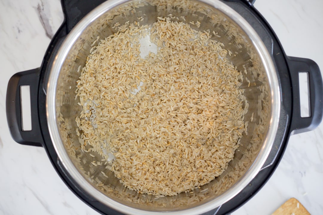 Cilantro Lime Rice browning in Instant Pot
