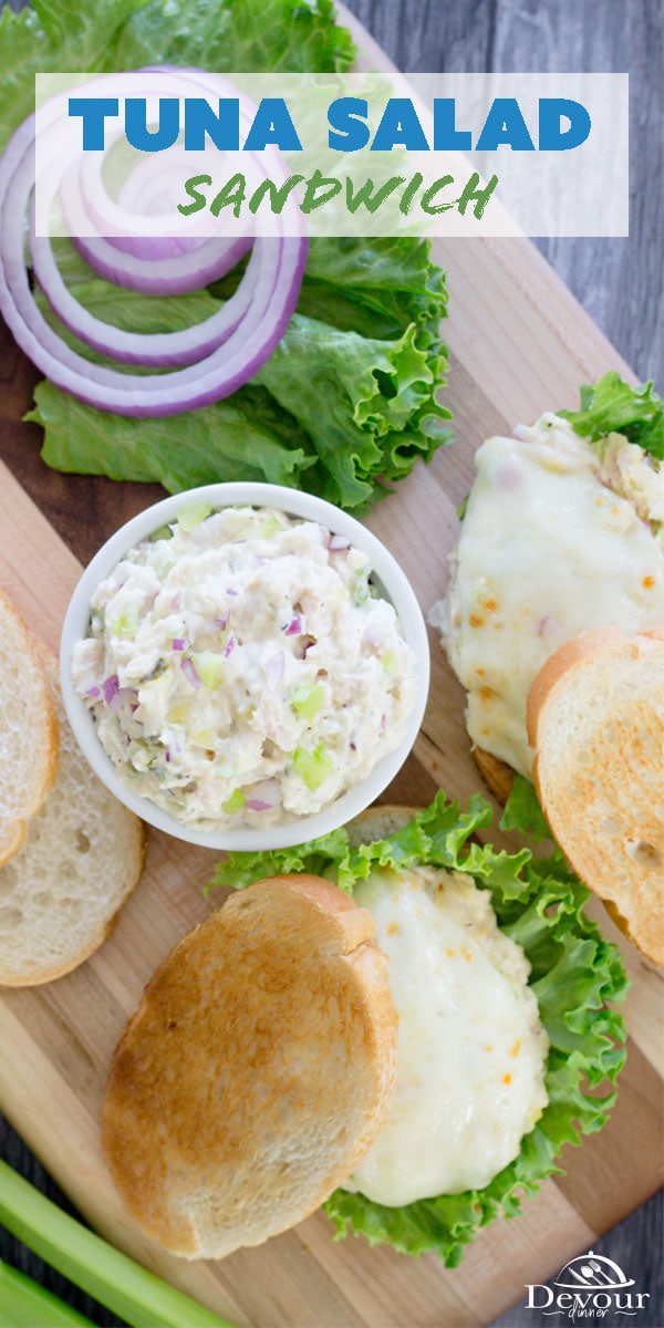 This recipe for Tuna Salad Sandwich is the BEST. Can I share a tip with you? I've made countless Tuna Salad Recipes over the years and this is the one I come back to time and time again. I love the crunch from the Celery and the flavor from the Red Onion and let's not forget the secret ingredient of Sweet Pickle Relish. #devourdinner #devourpower #tunasalad #tunasaladrecipe #tunsaladsandwich #easytunasalad #besttunasalad #lunchrecipe #easyrecipe #ketofriendly #recipe #recipes #yum #yummy