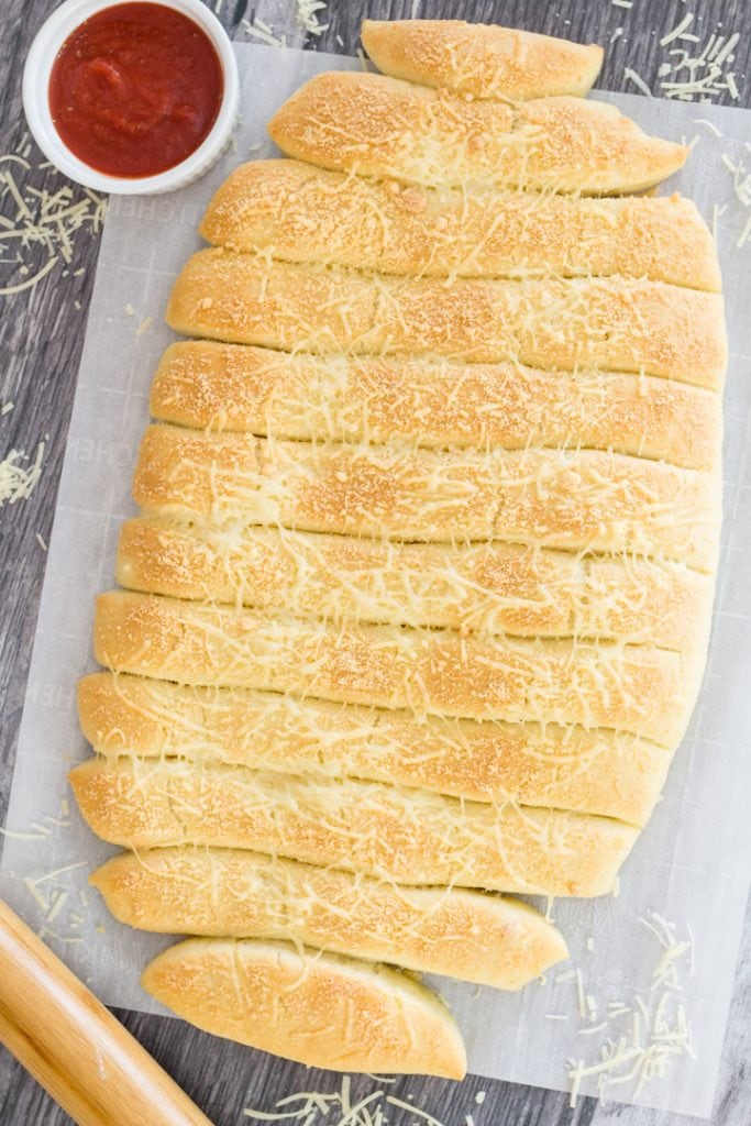 Breadsticks on a pan