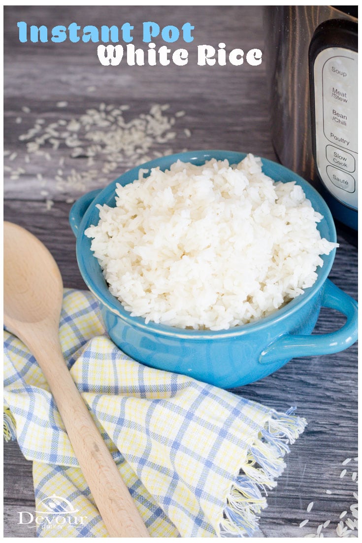 I'm here to help you make the PERFECT Instant Pot White Rice each and every time. This recipe is no fail. We eat a lot of rice in my home. And hard under cooked rice is never an option. This Step by Step Instant Pot Recipe is perfect. #devourdinner #devourpower #instantpot #howtomakeinstantpotwhiterice #instantpotwhiterice #whiterice #rice #sidedish #easyrecipe #easyinstantpotrecipe #easywhitericerecipe #recipe #recipes #food #foodie