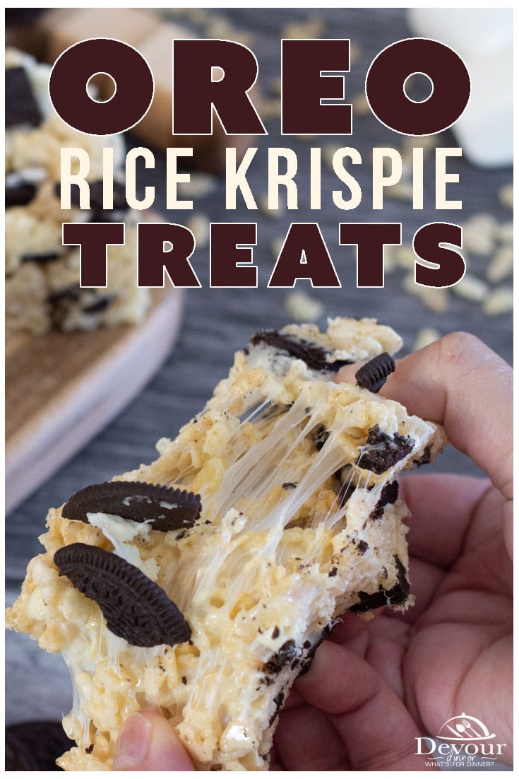 Not all Rice Krispie Treats are the same. Many are hard, so hard they will cut up the roof of your mouth. Not this recipe. Oreo Rice Krispie Treats are soft and a perfect balance of marshmallow with the added goodness of an Oreo Cookie. #devourdinner #devourpower #ricekrispies #ricekrispietreats #Oreoricekrispies #oreoricekrispietreats #dessert #easydessertrecipe #dessertrecipe #ricecereal #familyrecipe #familyrecipes ##recipeoftheday #YummyInMyTummy #onmyplate #foodtime