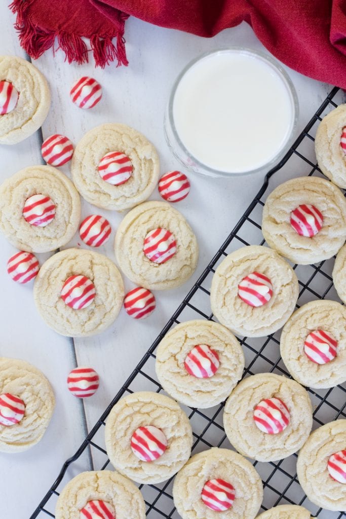 Candy Cane Kiss cookies