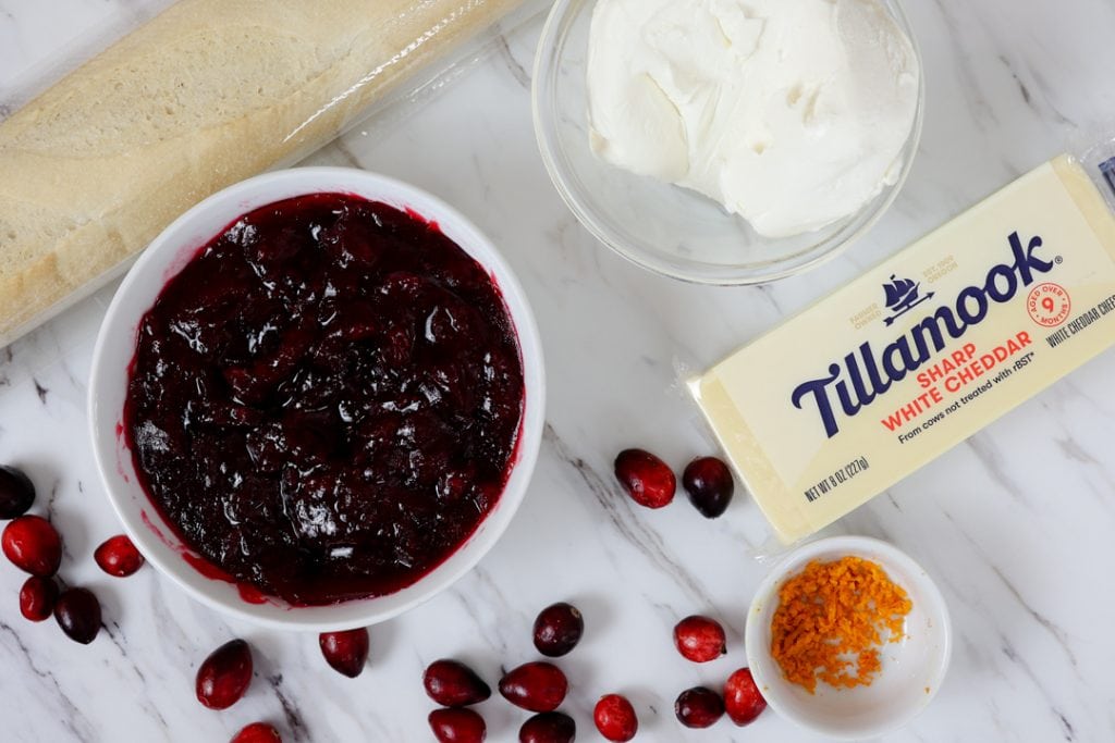 top down photo of Cranberry Cream Cheese Dip