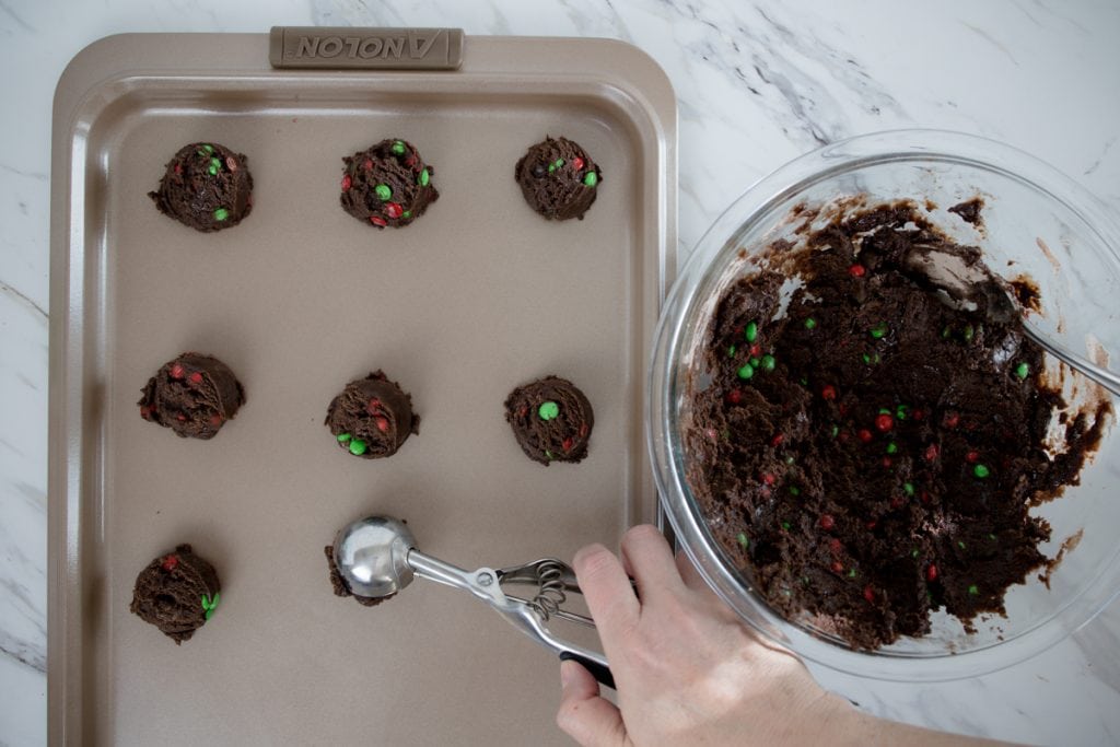 Holiday Brownie Cookies on Analon Cookie Sheet