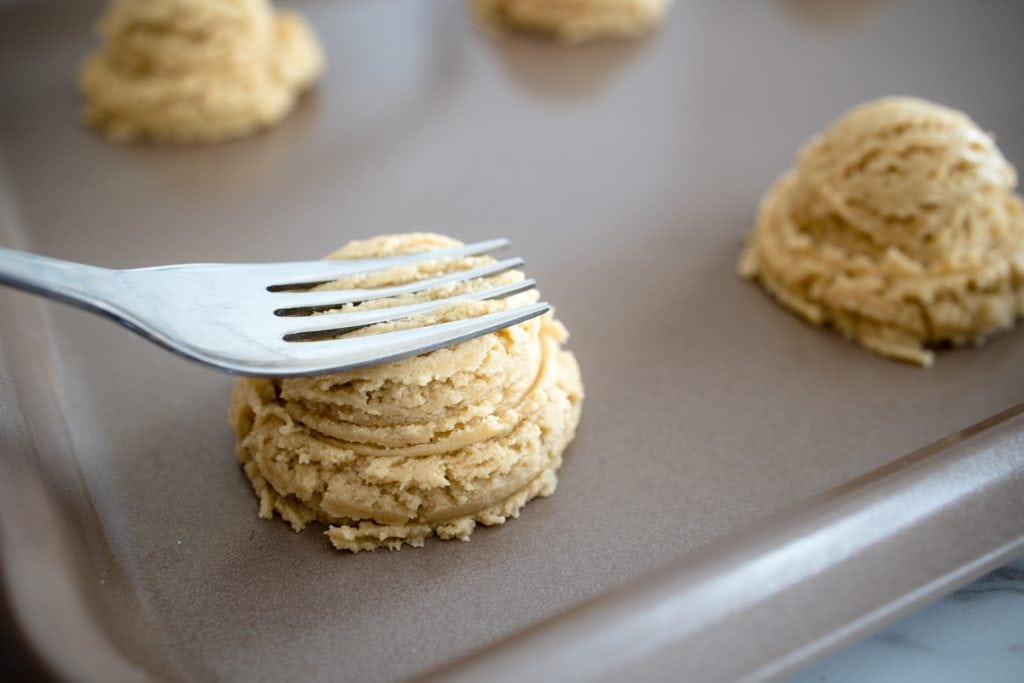 Fork Hash Marks in Peanut Butter Cookie Dough