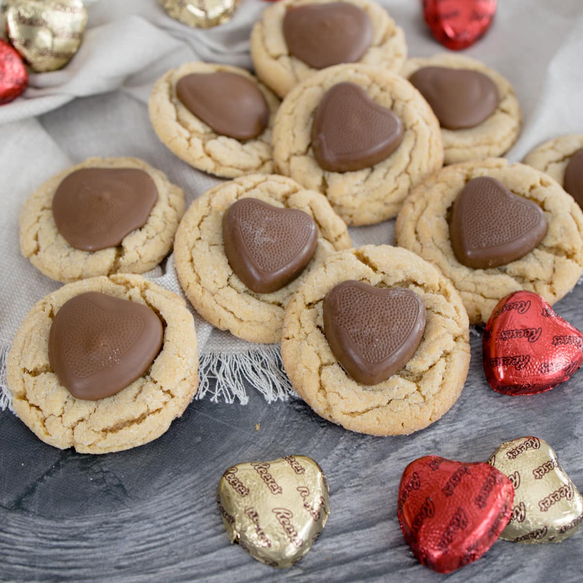 Valentine Peanut Butter Blossom Cookies