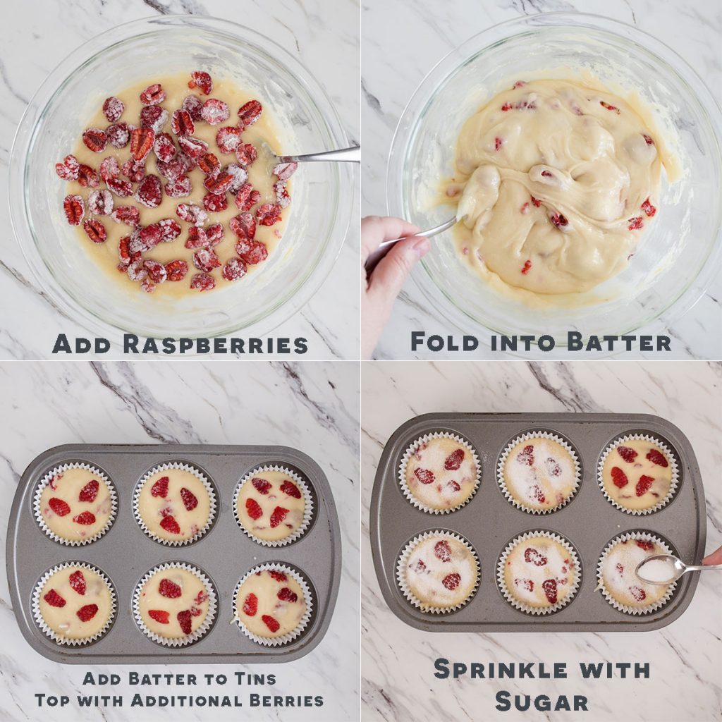 Adding Raspberries to Muffin Mix