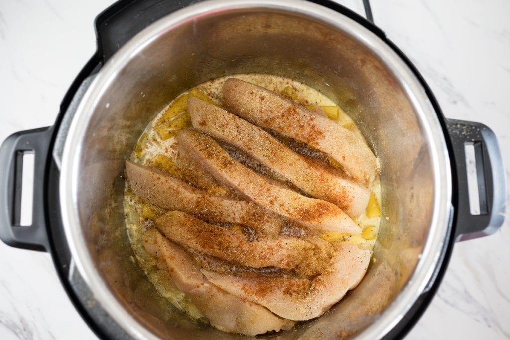 Chicken and Seasonings in Instant Pot