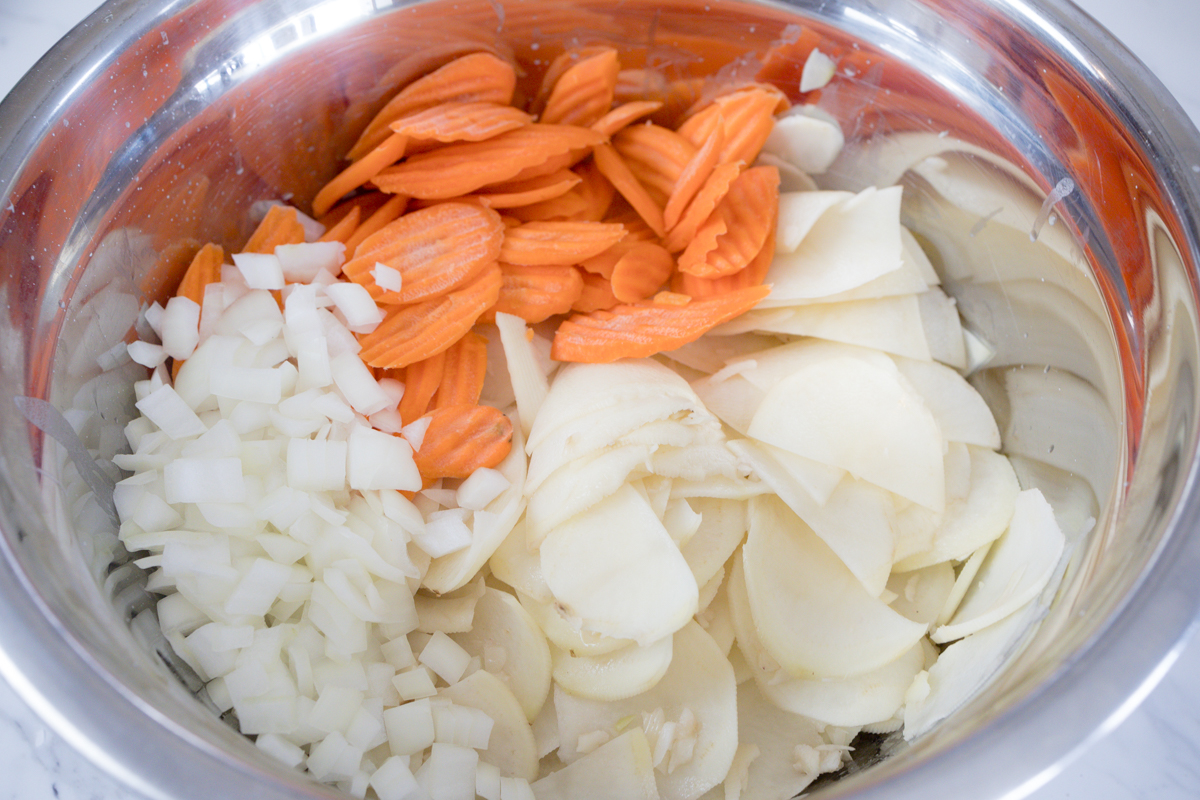 Potatoes, Carrots and Onions