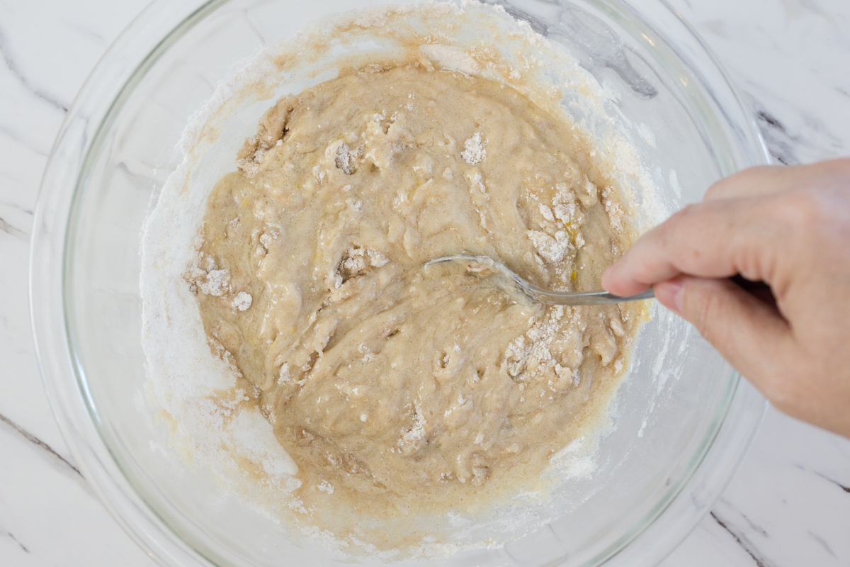 Muffin Batter mixed with Wet Ingredients