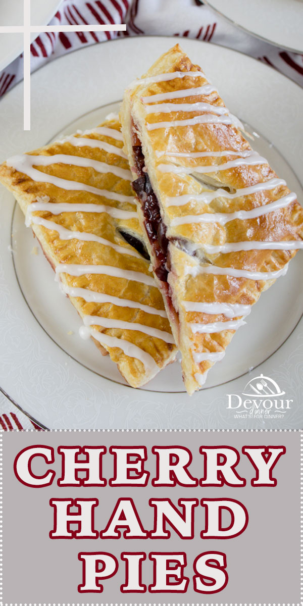 Puff Pastry Cherry Hand Pies are not only sweet and delicious but quick and easy to make. Wow your family with these fun treats. Hand Pies are a fun tasty treat or dessert and can be served at Brunch or for a special event. Filled with cherries you can't go wrong with these Hand Pies. #devourdinner #devourpower #cherryhandpies #handpies #dessertrecipe #easydessert #pierecipe #buzzfeedfood #cooksillustrated #foodgawker #bareaders #mywilliamsonoma #imsomartha #tastemademedoit #yummy #yum