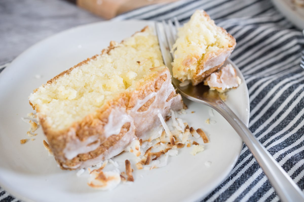 Coconut Pound Cake with Coconut Lime Glaze and Toasted Coconut