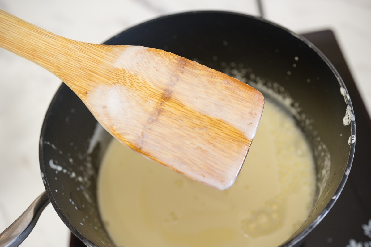 Ice Cream Mixture will coat back of spoon when cooked