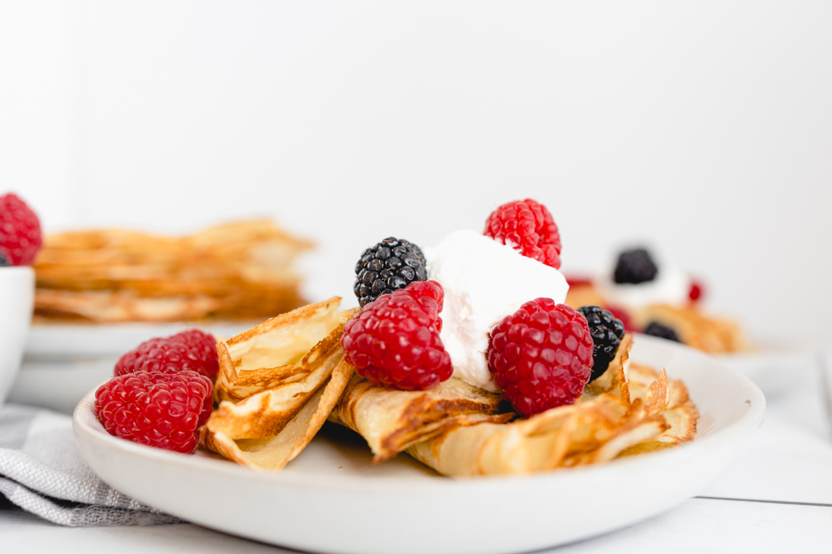 Crepes with Whipping Cream and Berries