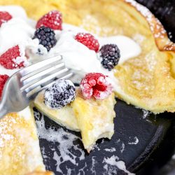 German Pancake or Dutch Baby Pancake with Berries and Cream