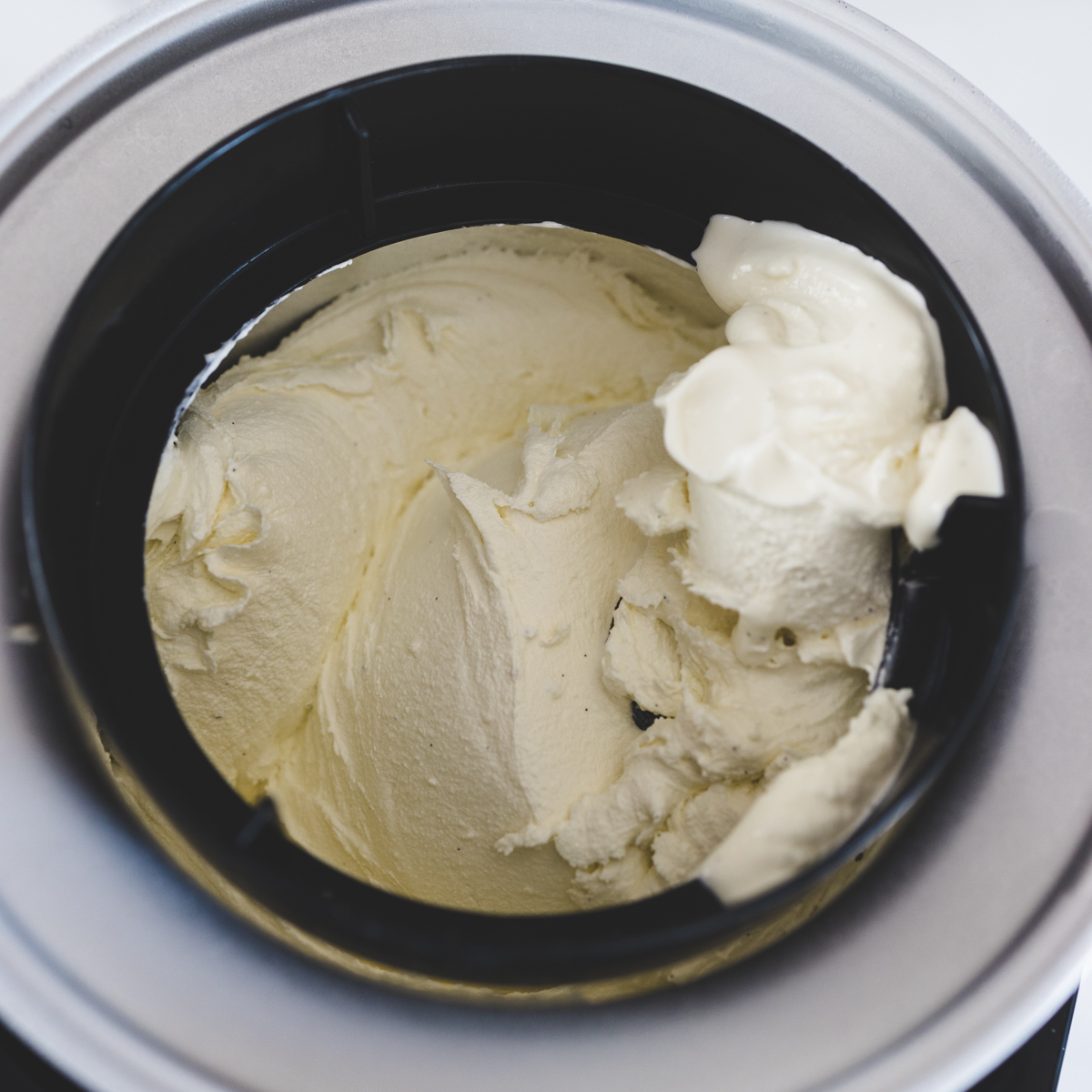 Homemade Vanilla Bean Ice Cream in Ice Cream Maker
