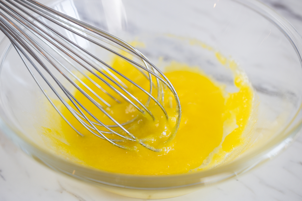 egg yolks and sugar whisked