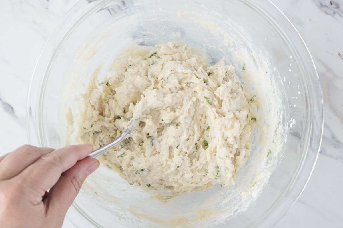 Mixing Drop Biscuit Recipe in Bowl