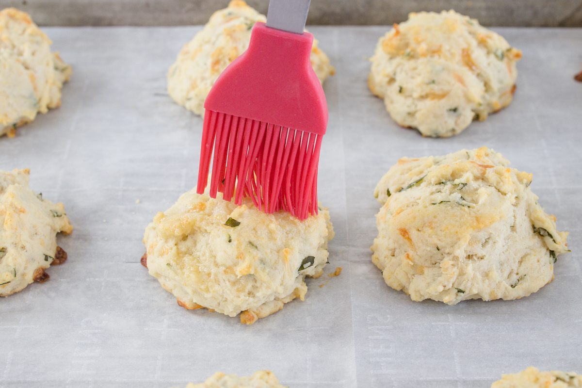 Brush Biscuits with melted butter