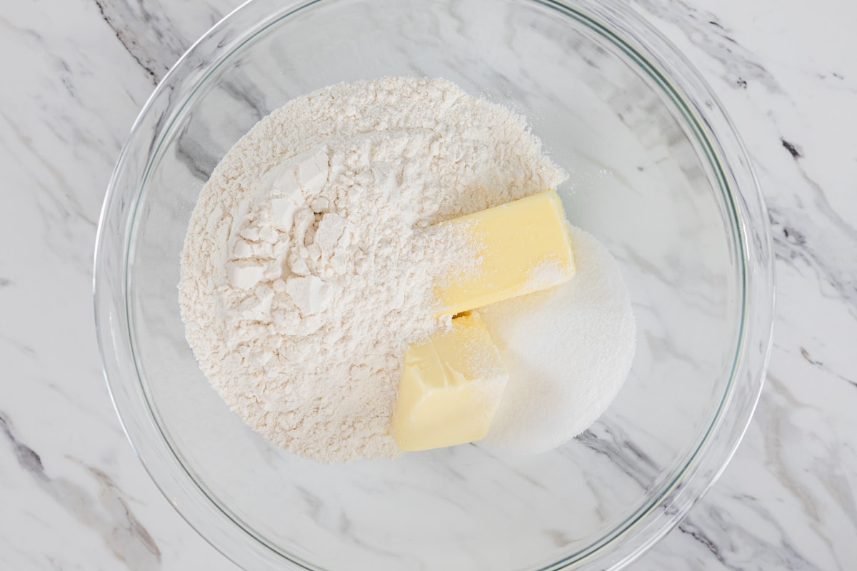 Butter, Flour and Sugar for crust in bowl