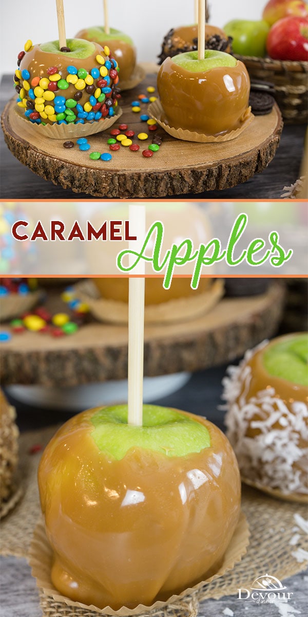 Easy to make Caramel Apples with step by step directions and valuable tips for the perfect caramel. Made with quality ingredients these caramel apples are a must make recipe at any Fall party or event. #HalloweenTreatsWeek #devourdinner #devourpower #dixiecrystals #bonappetitmag #thekitchn #recipeoftheday #americastestkitchen #buzzfeedfood #cooksillustrated #foodgawker #bareaders #foodblogfeed #droolclub #makeitdelicious #scrumptiouskitchen #forthemaking #tastemade #inmykitchen #cookit #yum