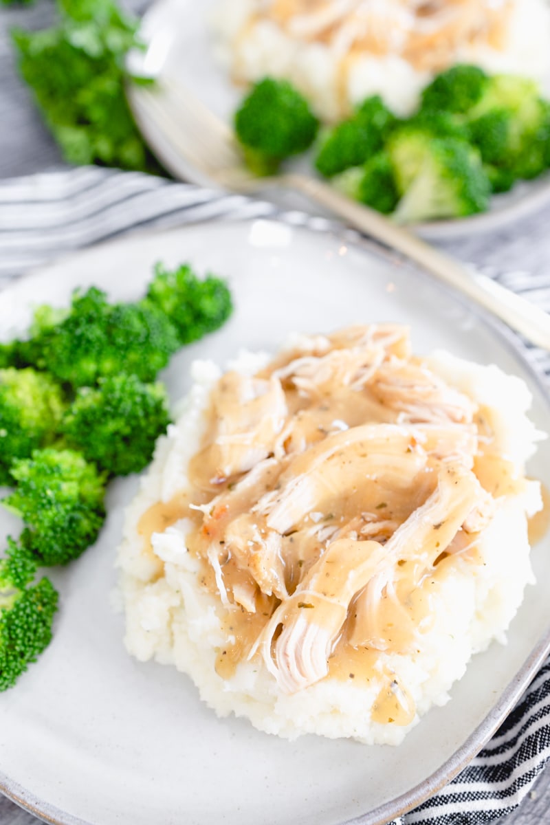 Instant Pot Chicken and Gravy made with 5 simple ingredients. Chicken, Gravy, Italian Dressing Mix, Ranch Mix, and Broth. Kid Approved recipe that the entire family will devour. Serve over rice, pasta or even mashed potatoes for an easy weekday dinner. #devourdinner #devourpower #instantpot #instantpotrecipe #maincourse #chicken #dinnerrecipe #bonappetitmag #thekitchn #recipeoftheday #americastestkitchen #buzzfeedfood #cooksillustrated #foodgawker #bareaders #foodblogfeed #droolclub