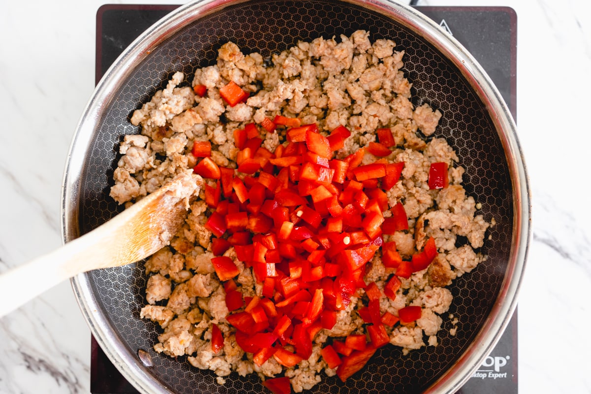 Bell Peppers in Pan with Sausage