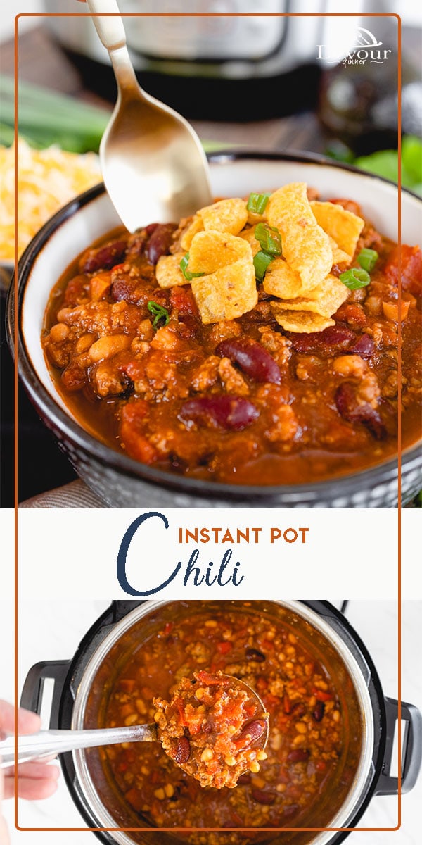 Instant Pot Chili tastes like it has slow simmered all day long in only a fraction of the time. Loaded with seasonings and fresh ingredients makes this Chili recipe a family favorite rich in flavor. Walt Disney Copycat Recipe. Chili with Beans. #devourdinner #devourpower #foodgawker #bareaders #foodblogfeed #droolclub #makeitdelicious #scrumptiouskitchen #forthemaking #tastemade #inmykitchen #cookit #mywilliamsonoma #imsomartha #tastemademedoit #foodandwine #instntpotchili #instantpot #yum