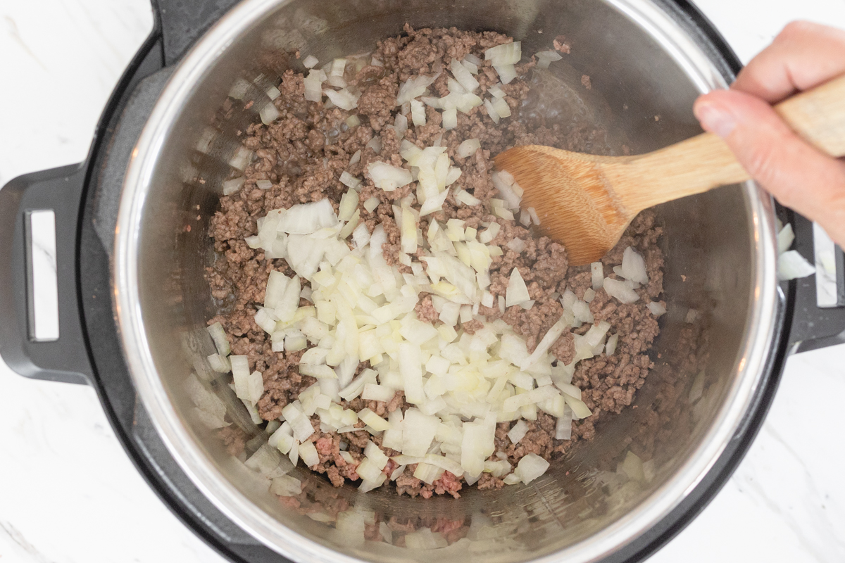 Onions and hamburger in Instant Pot