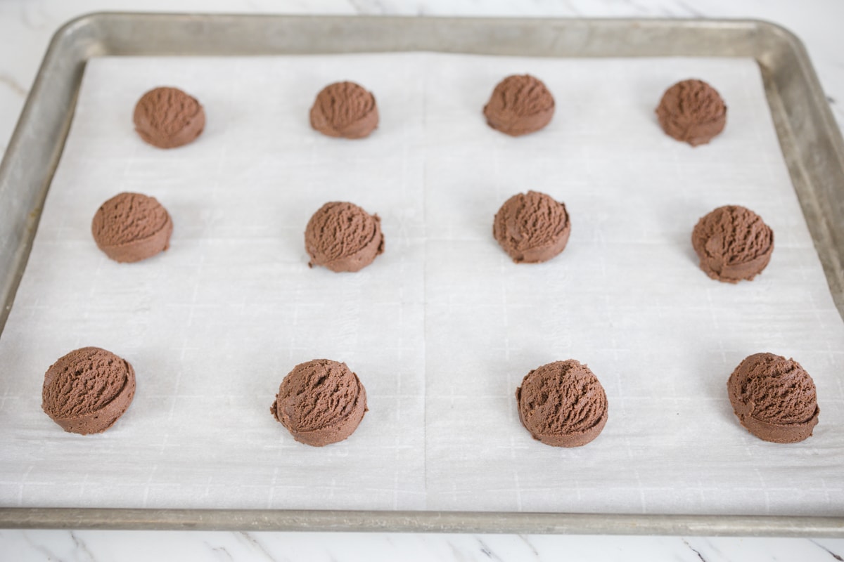Chocolate Cookies on baking sheet