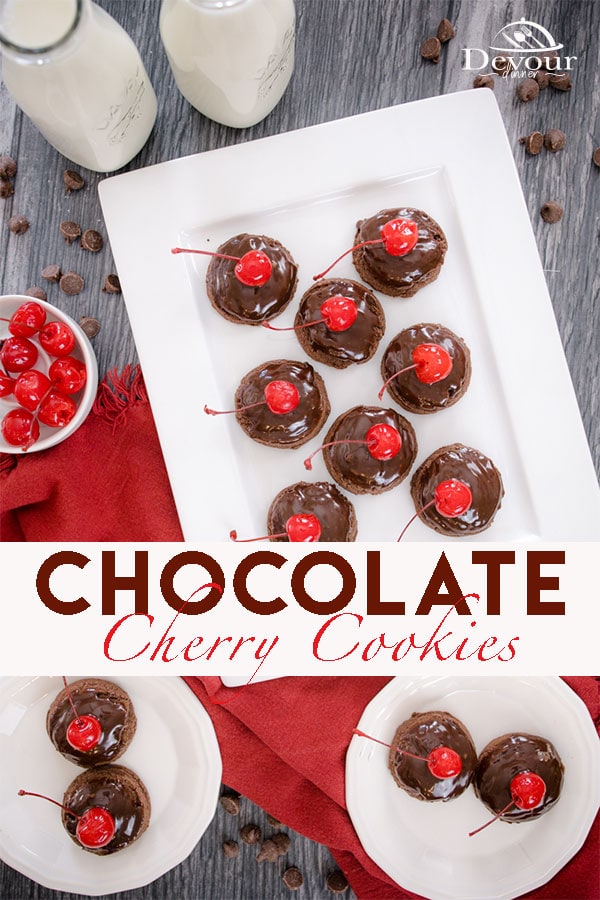 A Chocolate Fudge Cookie topped with Chocolate Ganache and a Maraschino Cherry. Soft and Chewy Chocolate Cherry Cookies Recipe. Easy to make Chocolate Sugar cookie