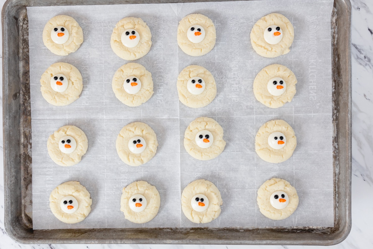 Soft sugar cookies with Snowman Faces